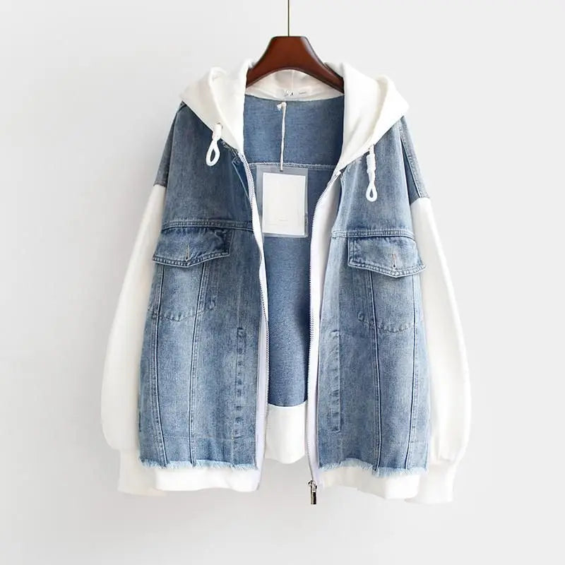 Denim Panel Hooded Jacket