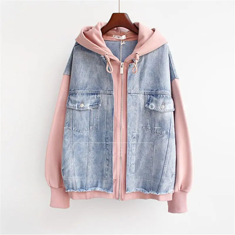 Denim Panel Hooded Jacket