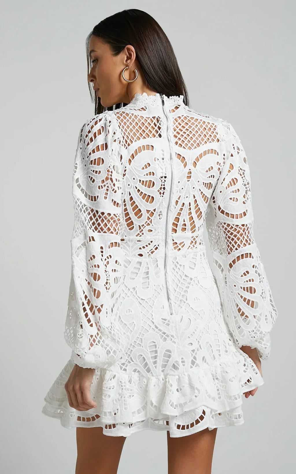 Floral Lace Ruffle Mini Dress