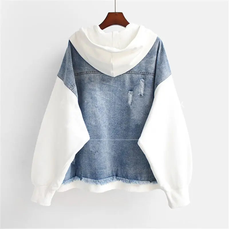Denim Panel Hooded Jacket