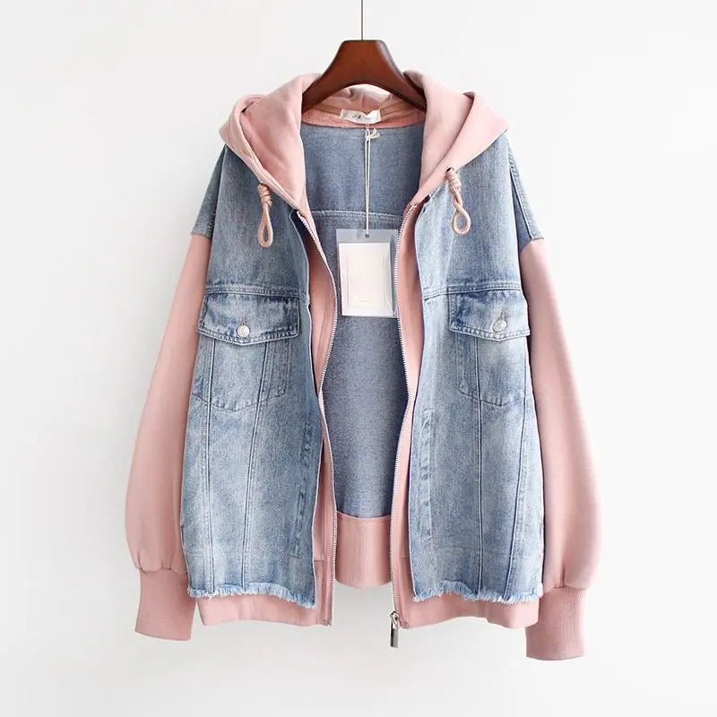 Denim Panel Hooded Jacket