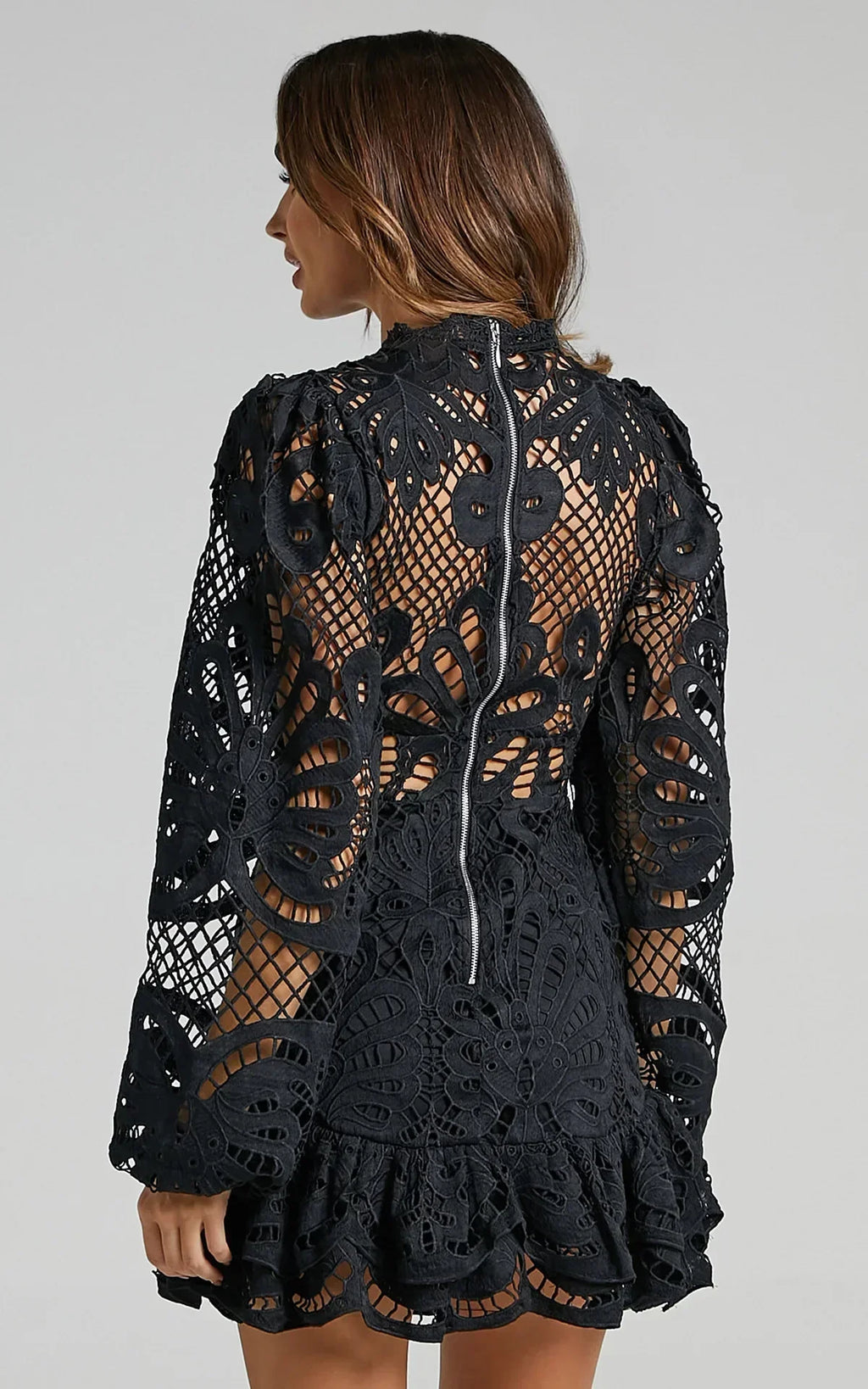 Floral Lace Ruffle Mini Dress