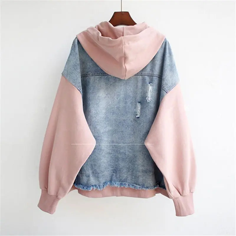 Denim Panel Hooded Jacket