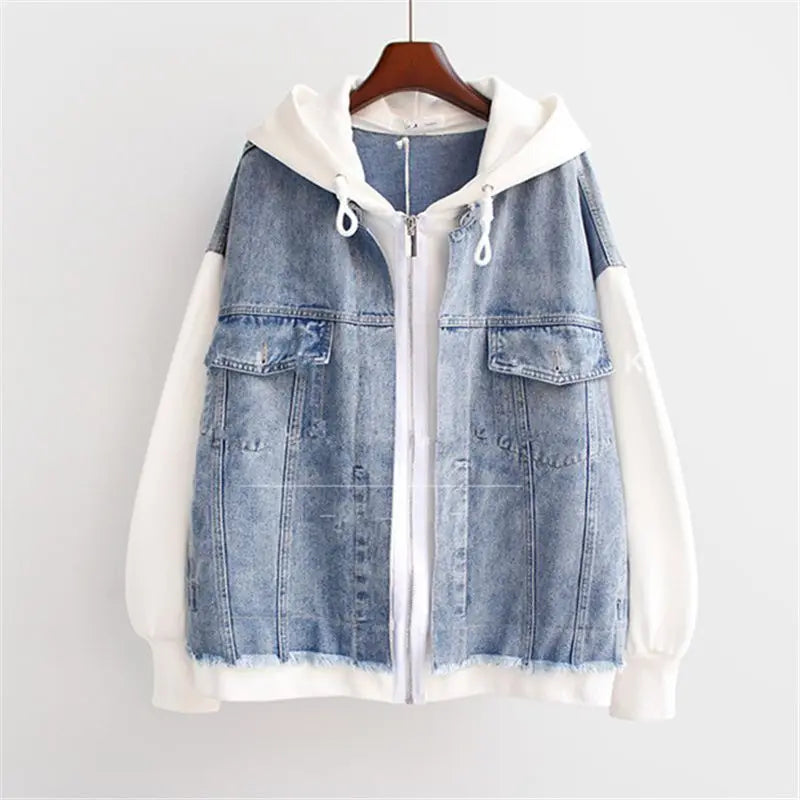 Denim Panel Hooded Jacket