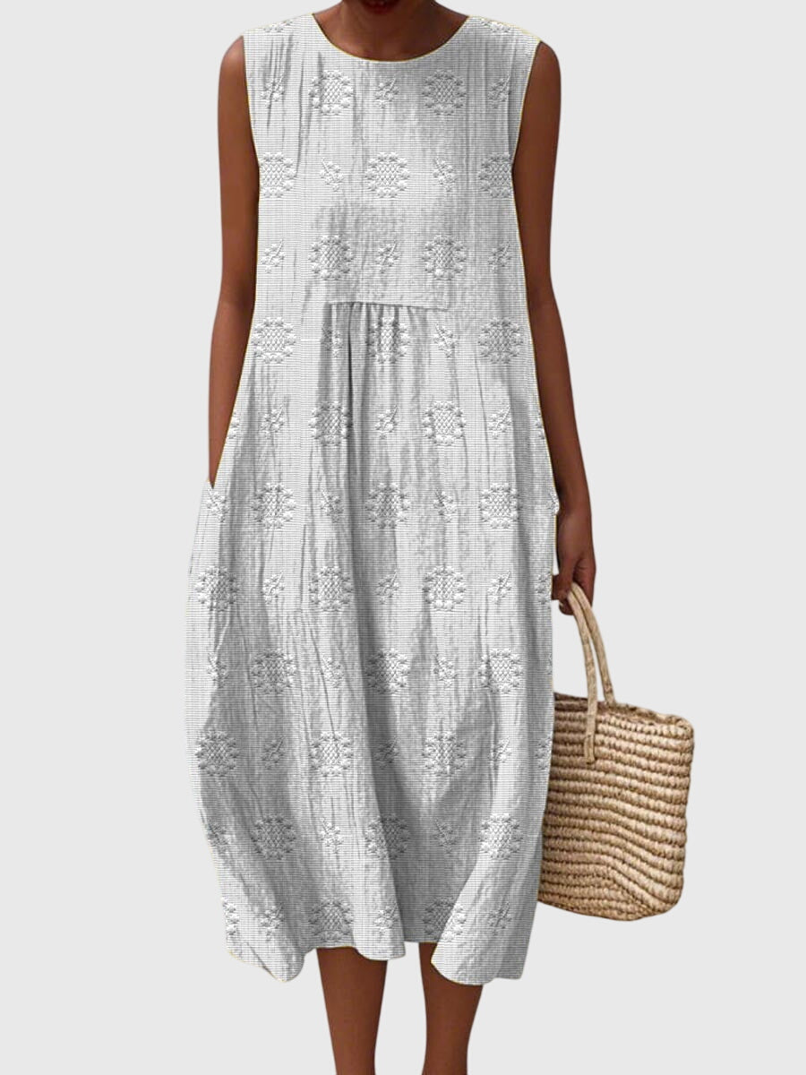 Sleeveless Textured Midi Dress