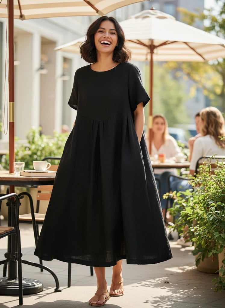 Relaxed A-Line Midi Dress