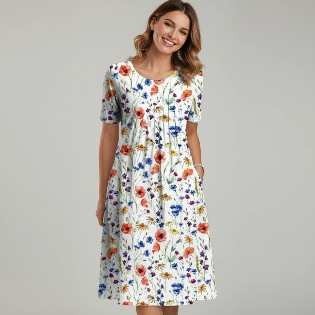 Midi Floral Pleated Dress